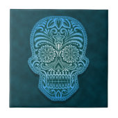 装飾的で青い砂糖のスカル タイル (正面)