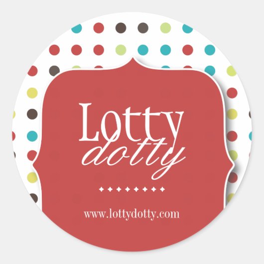 装飾的で、お洒落なポーク点のステッカー ラウンドシール (正面)