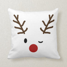 装飾的なかわいいまばたきのルドルフのトナカイのクリスマス クッション
