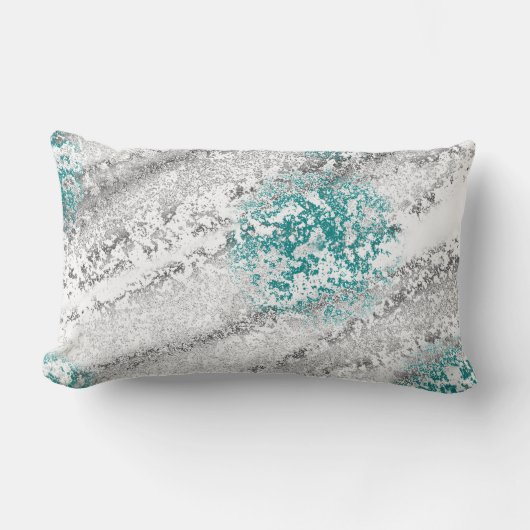 装飾的なアクアマリンのビーチのテーマデザイナー ランバークッション (正面)