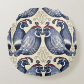 装飾的なウズラ海軍とクリーム丸い枕 ラウンドクッション (正面)