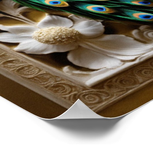 「装飾的なエレガンス：孔雀と石膏レリーフ、 浮き彫り ポスター (角)