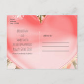 装飾的なエレガントな花のハートピンクパーティー 案内ポストカード (裏面)