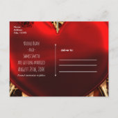 装飾的なエレガントな花のハート 黒 赤 & ゴールド 案内ポストカード (裏面)