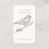 装飾的なエレガント切り裂き鳥のロゴ白 名刺 (正面)