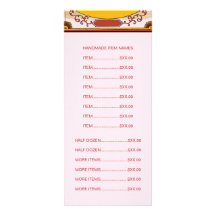 装飾的なカップケーキメーカーのロゴと価格リスト付き