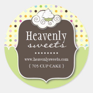 装飾的なカップケーキ   Pastry Chefスタンプ ラウンドシール