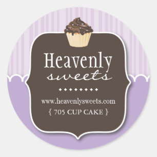 装飾的なカップケーキ   Pastry Chefスタンプ ラウンドシール