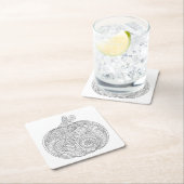 装飾的なカボチャ落書き スクエアペーパーコースター (インサイチュ)