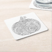 装飾的なカボチャ落書き スクエアペーパーコースター (アングル)