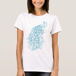 装飾的なクジャクのデザインの女性用Tシャツ Tシャツ