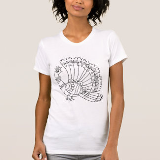 装飾的なクジャクの落書き Tシャツ