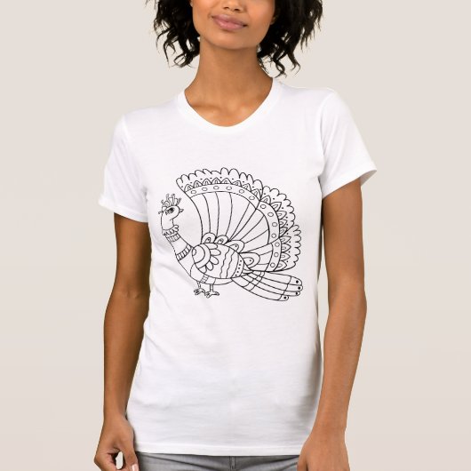 装飾的なクジャクの落書き Tシャツ (正面)