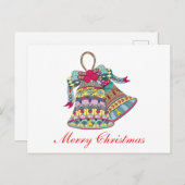 装飾的なクリスマスの鐘の要素 シーズンポストカード (正面/裏面)