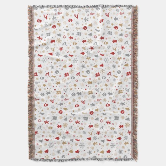 装飾的なクリスマスをテーマにした模様 スローブランケット (正面縦)