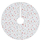 装飾的なクリスマスをテーマにした模様 ブラッシュドポリエステルツリースカート (正面)