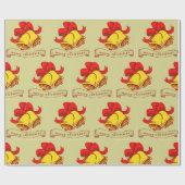 装飾的なクリスマスサンタジンルベル ラッピングペーパー (フラット)