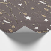 装飾的なクリスマスサンタトナカイのスノーフレーク ラッピングペーパー (角)