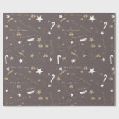 装飾的なクリスマスサンタトナカイのスノーフレーク ラッピングペーパー (フラット)