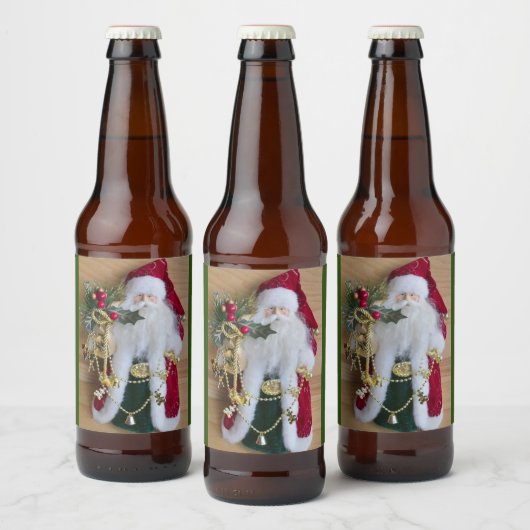 装飾的なクリスマスサンタ ビールラベル (ボトル)