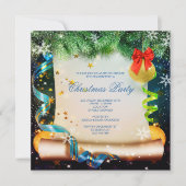 装飾的なクリスマススクロールクリスマス 招待状 (正面)