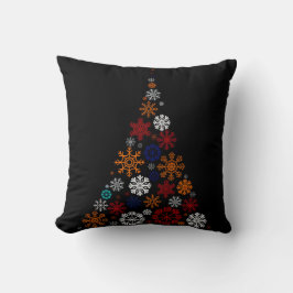 装飾的なクリスマススノーフレークスツリーブラック クッション