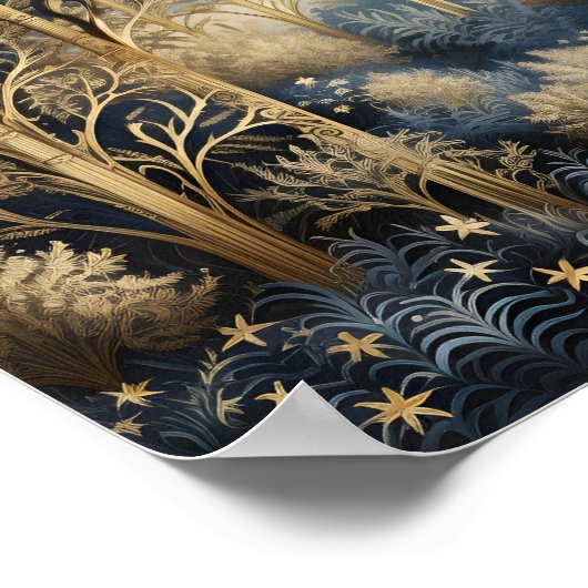 装飾的なクリスマスフォレスト ポスター (角)