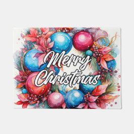装飾的なクリスマスリース |ハッピーホリデー ドアマット