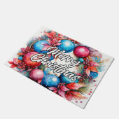 装飾的なクリスマスリース |ハッピーホリデー ドアマット (アングル)