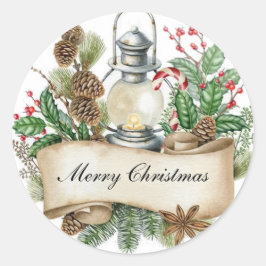装飾的なクリスマスリース ラウンドシール