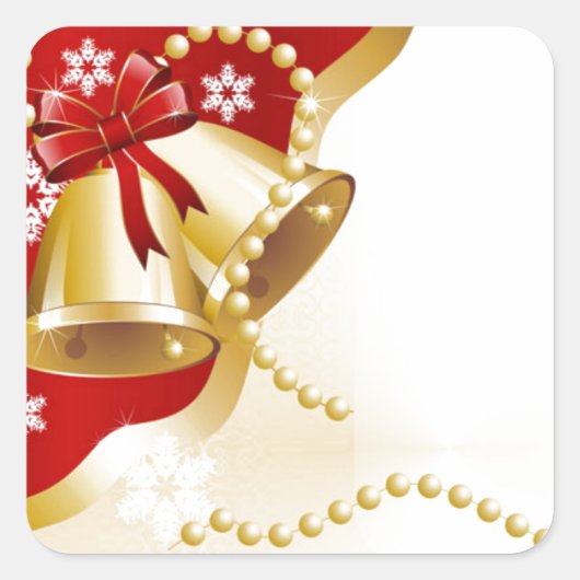 装飾的なクリスマス金ゴールドベル スクエアシール (正面)