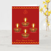 装飾的なグロー球とのDiwaliの挨拶 カード (黄色い花)