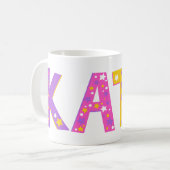 装飾的なケイトの花とスターマグ コーヒーマグカップ (正面左)