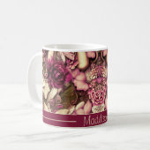 装飾的なコラージュの蝶とバラ コーヒーマグカップ (正面左)