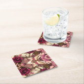 装飾的なコラージュの蝶とバラ スクエアペーパーコースター (インサイチュ)