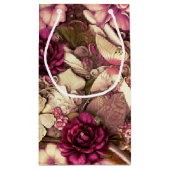 装飾的なコラージュの蝶とバラ スモールペーパーバッグ (裏面)