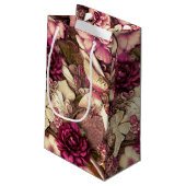 装飾的なコラージュの蝶とバラ スモールペーパーバッグ (裏面アングル)