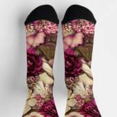 装飾的なコラージュの蝶とバラ ソックス (上部)