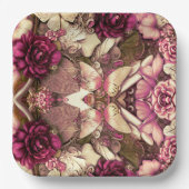 装飾的なコラージュの蝶とバラ ペーパープレート (正面)