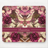 装飾的なコラージュ蝶とバラマウスパッド マウスパッド (正面)