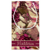 装飾的なコラージュ蝶とバラ小さいGif スモールペーパーバッグ (裏面)