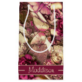 装飾的なコラージュ蝶とバラ小さいGif スモールペーパーバッグ (正面)