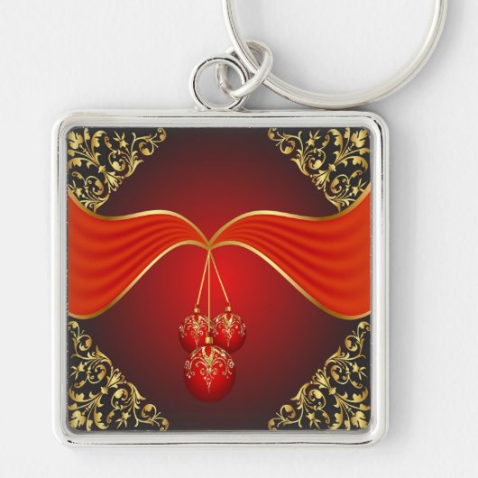 装飾的なコーナーを持つ美しいクリスマスボール キーホルダー (正面)