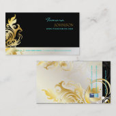 装飾的なゴールドの葉/渦巻きの名刺 名刺 (正面/裏面)