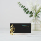 装飾的なゴールドの葉/渦巻きの名刺 名刺 (スタンド正面)
