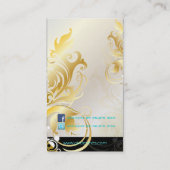 装飾的なゴールドの葉/渦巻きの名刺 名刺 (裏面)