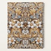 装飾的なゴールド ホワイト フラワーのウェディング プランナー (裏面)