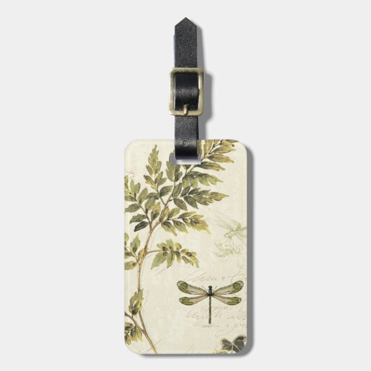装飾的なシダおよびトンボ ラゲッジタグ (正面縦)