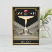 装飾的なシャンパン セーブ・ザ・デート 招待状 (スタンド正面)