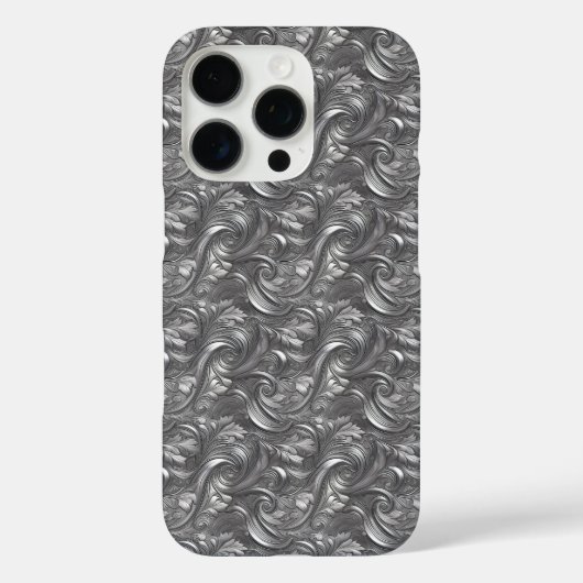 装飾的なシルバーグレーとブラックのアブストラクト Case-Mate iPhoneケース (裏面)